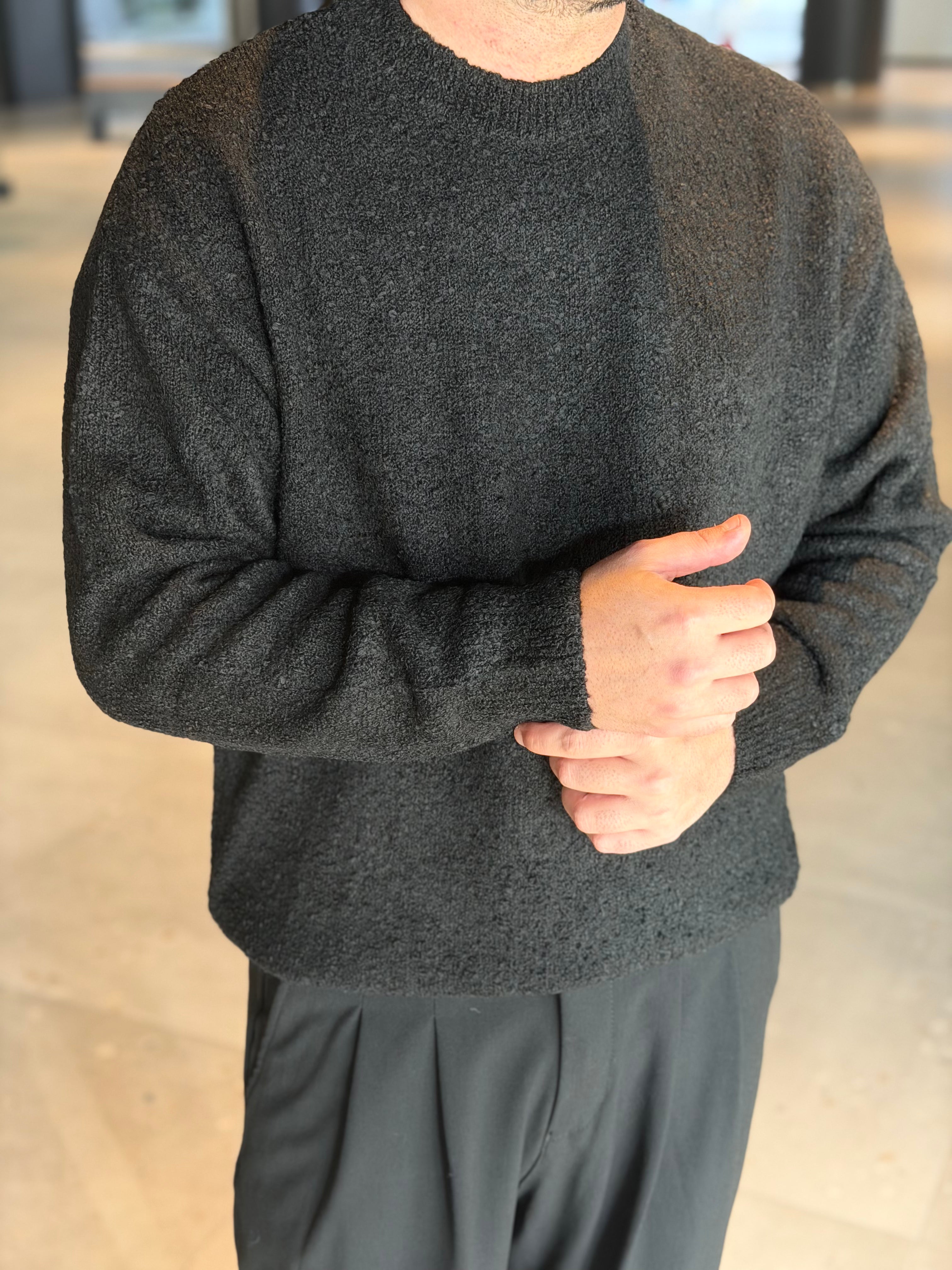 Erkek Dokulu Premium Triko Kazak - Siyah TRK81