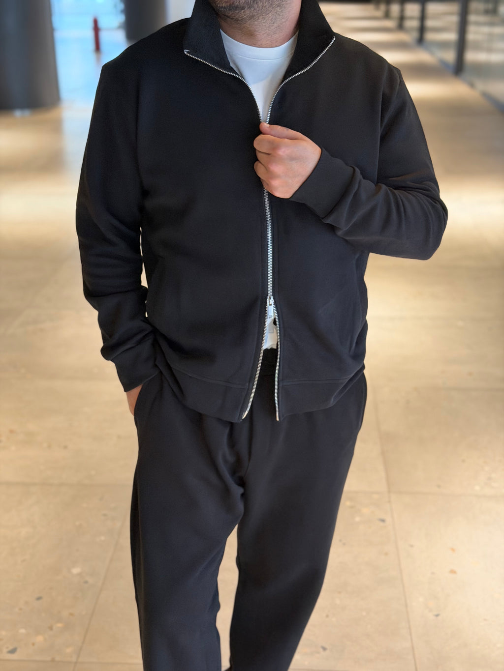 Erkek Premium Dik Yaka Eşofman Takımı - Siyah ESF01