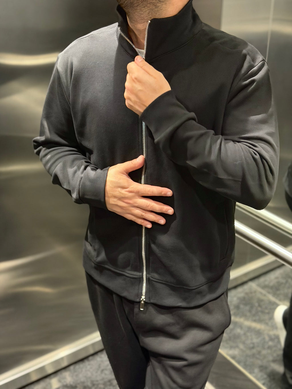 Erkek Premium Dik Yaka Eşofman Takımı - Siyah ESF01