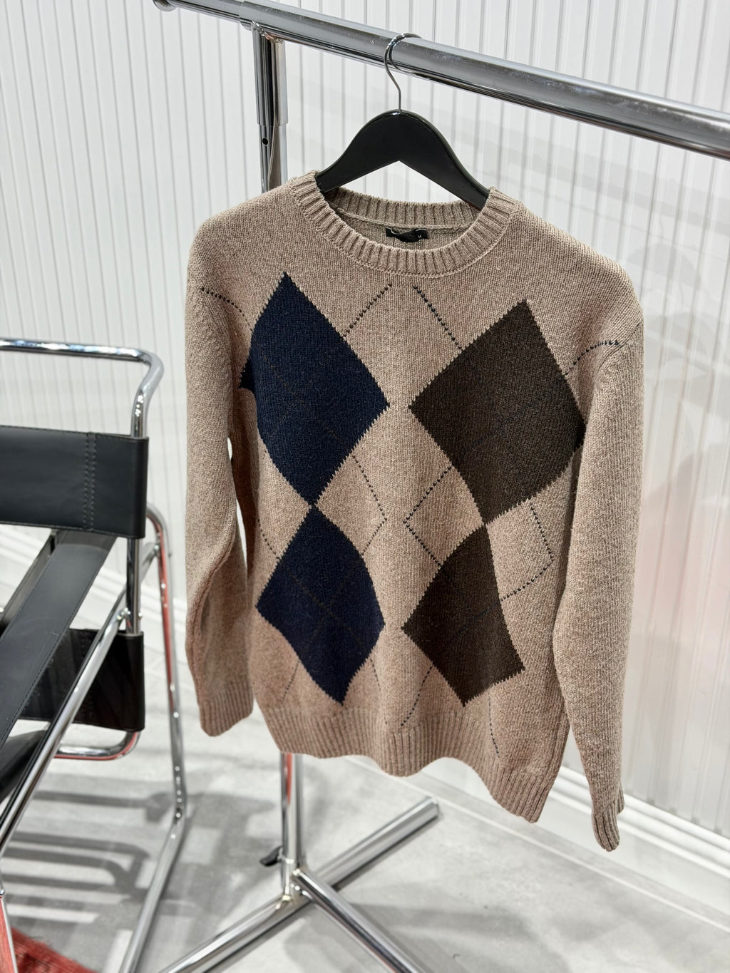 Baklava Desen Premium Kazak - Açık Kahve TRK50