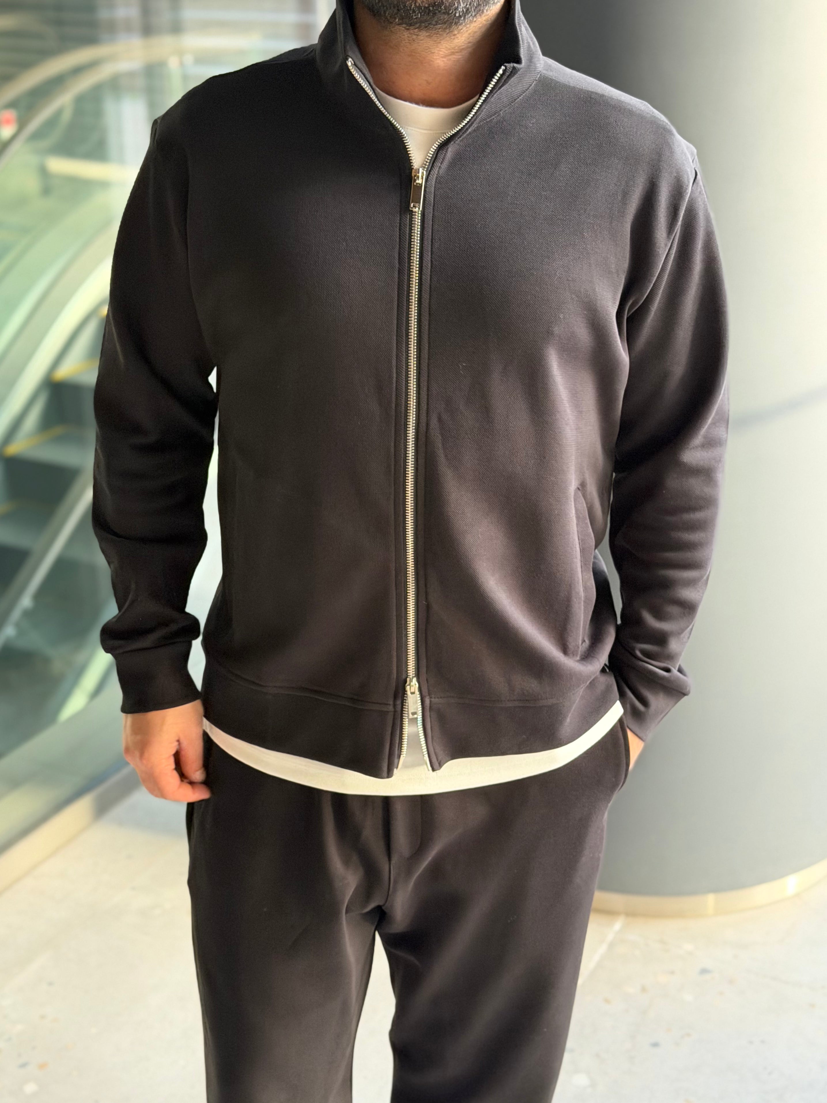 Erkek Premium Dik Yaka Eşofman Takımı - Siyah ESF01