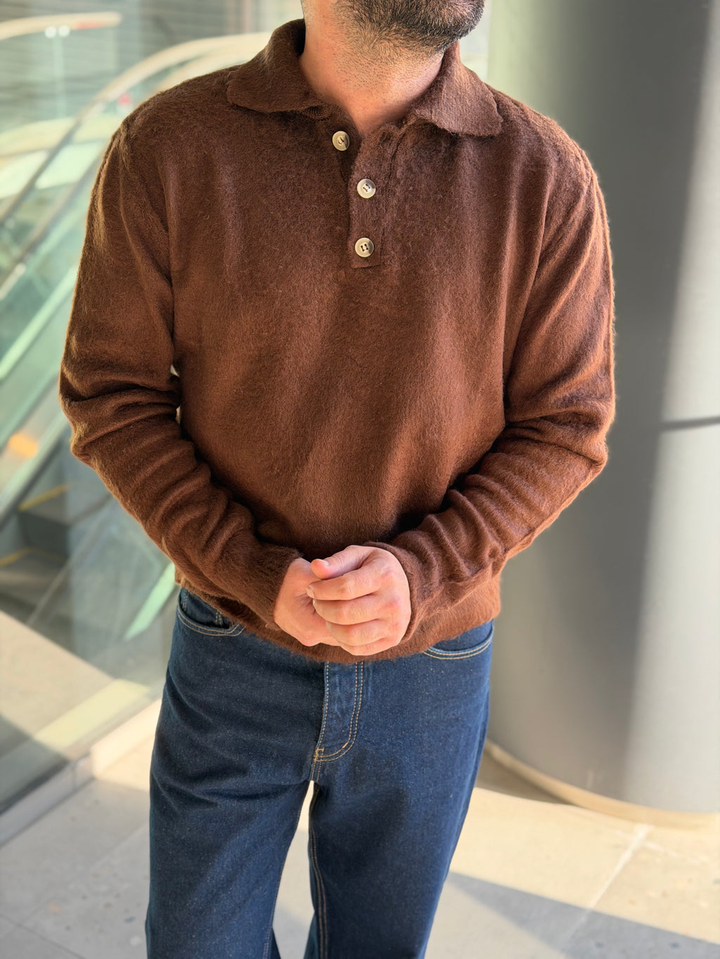 Regular Kalıp Yumusak Tüy Dokulu Kazak - Kahverengi KZK25