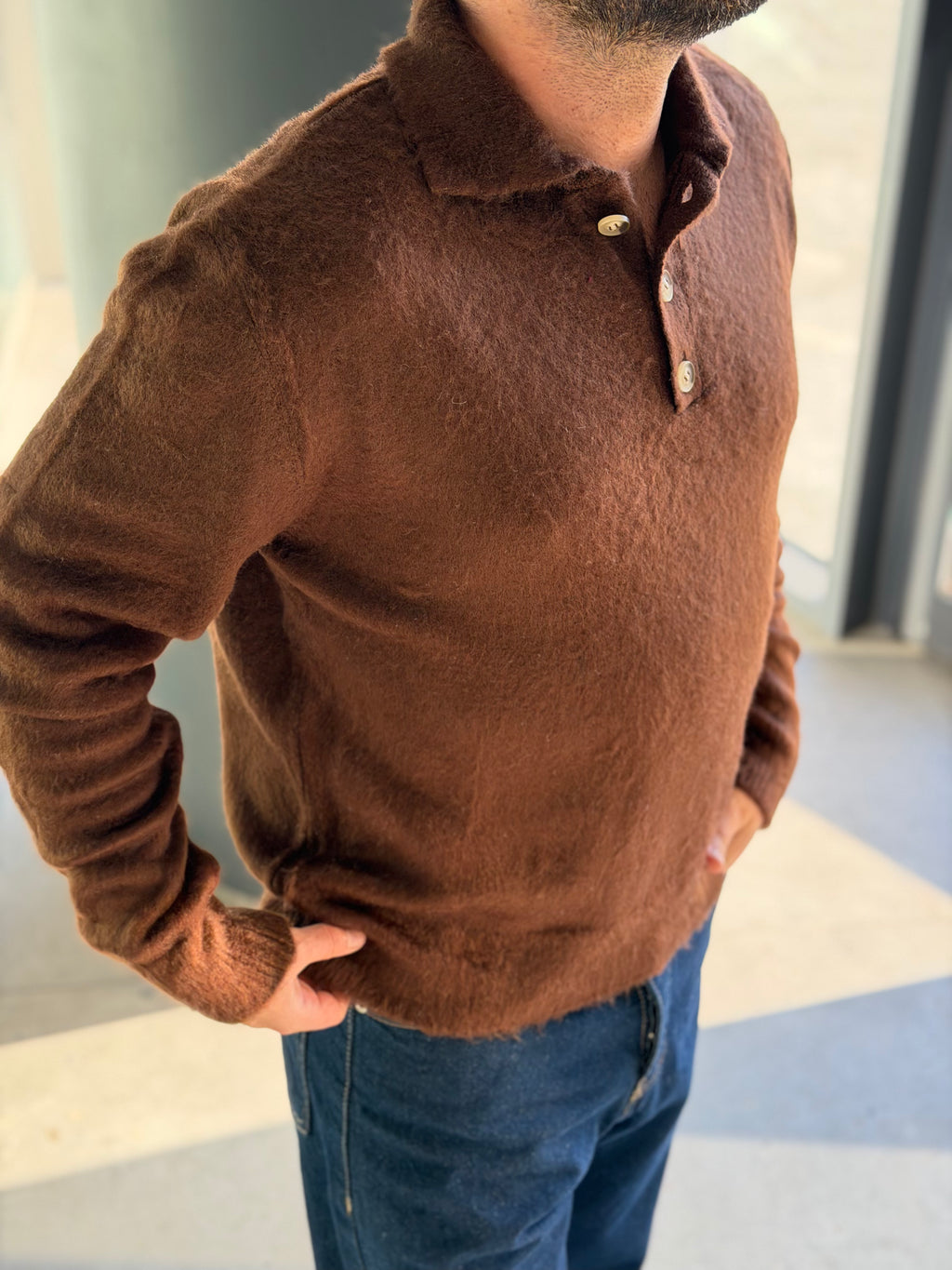 Regular Kalıp Yumusak Tüy Dokulu Kazak - Kahverengi KZK25