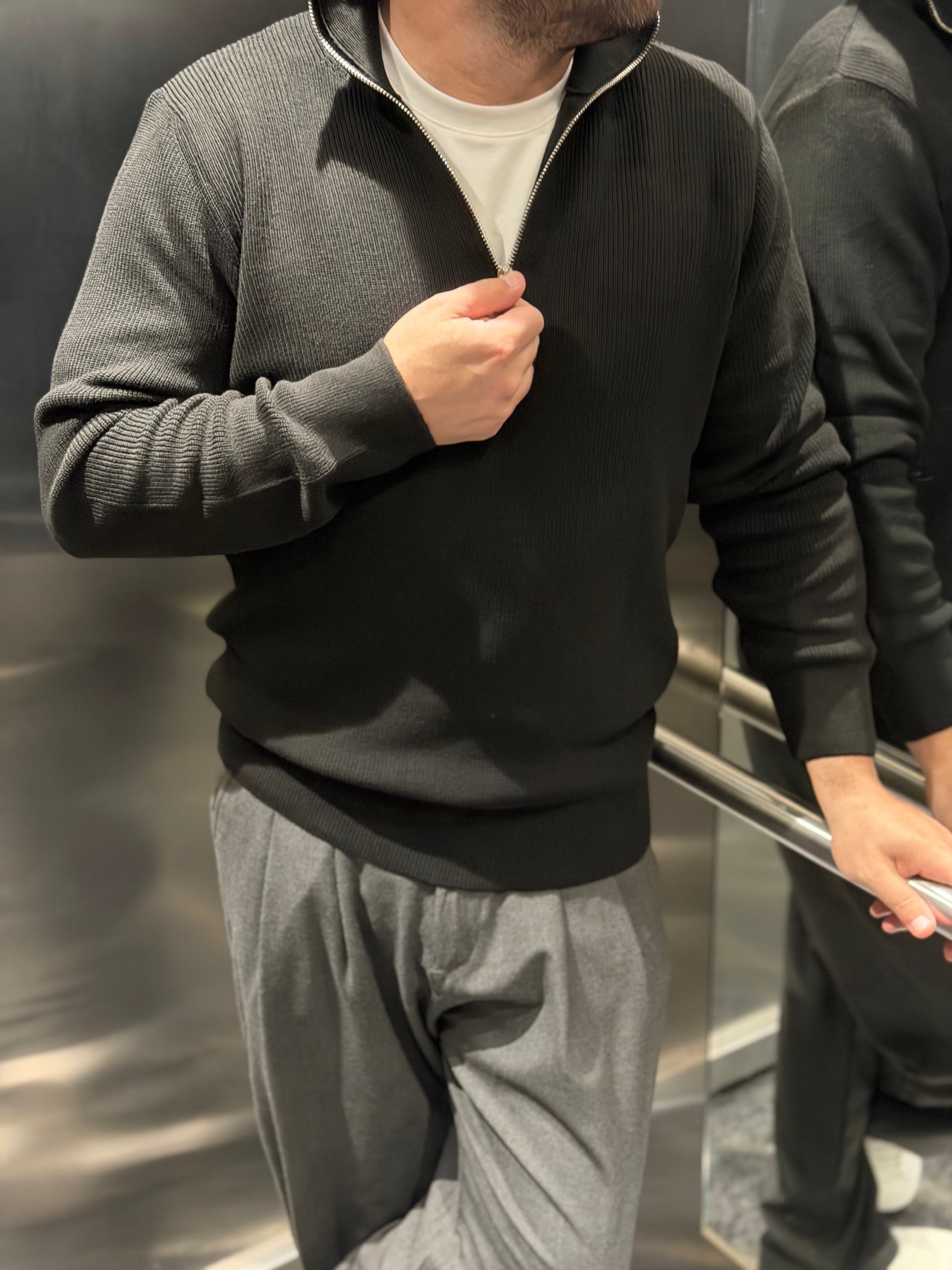 Erkek Yarım Fermuarlı Kazak - Siyah FRM01