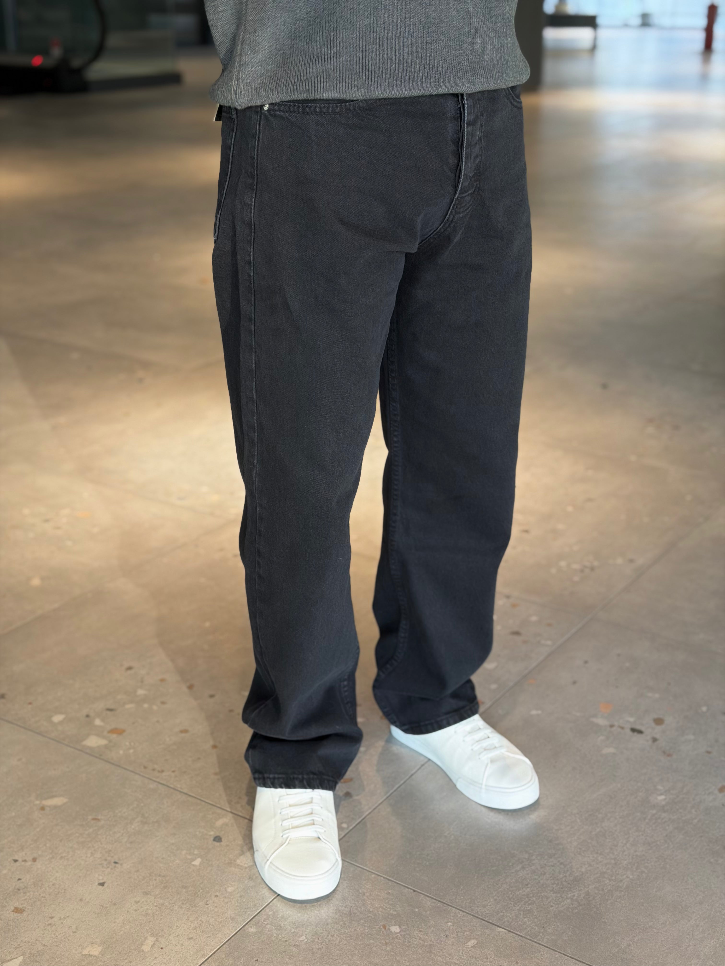 Erkek Normal Baggy Jean - Siyah BGJ01