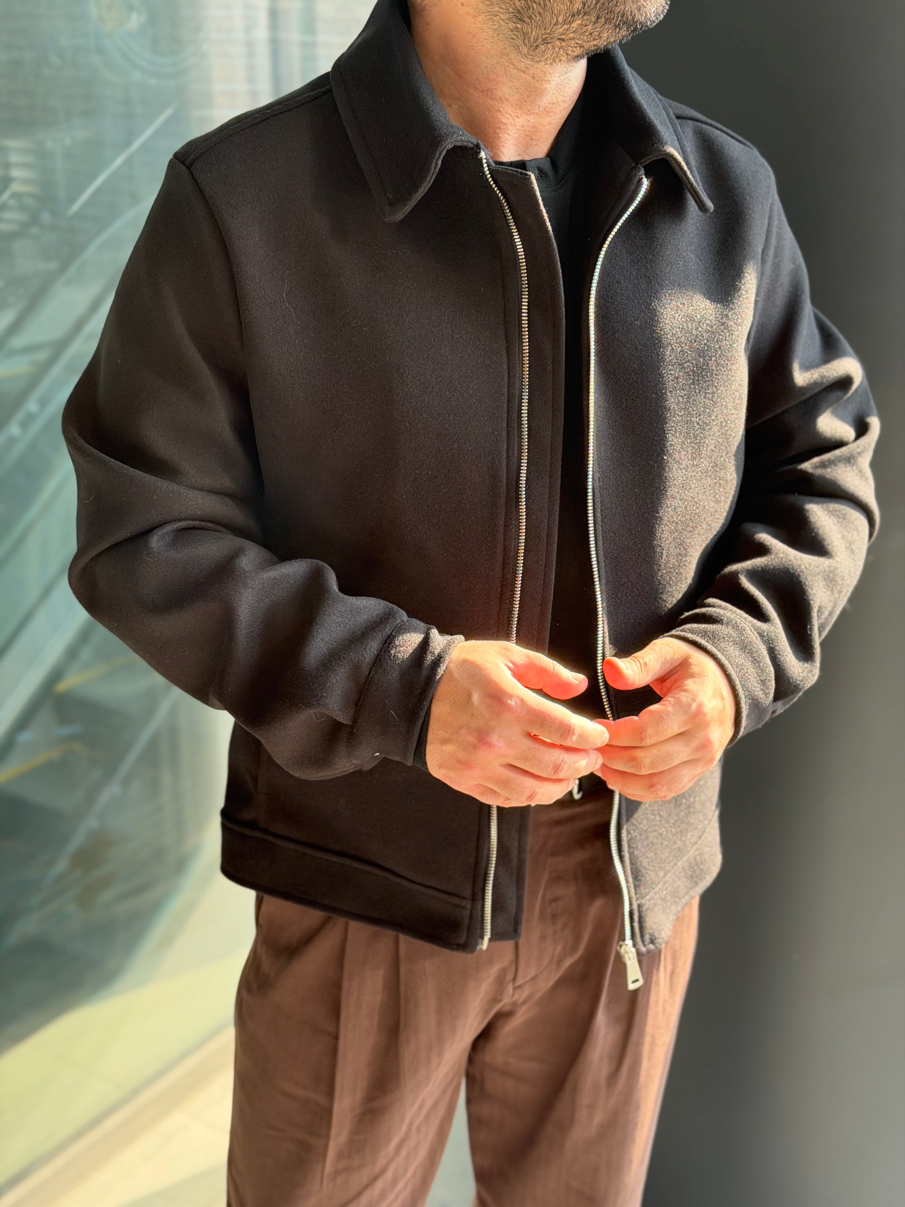 Erkek Premium Kaşe Mont - Siyah